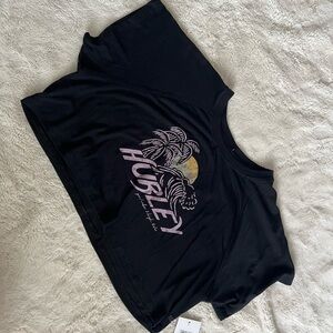 Black Hurley Cropped Raglan Tee